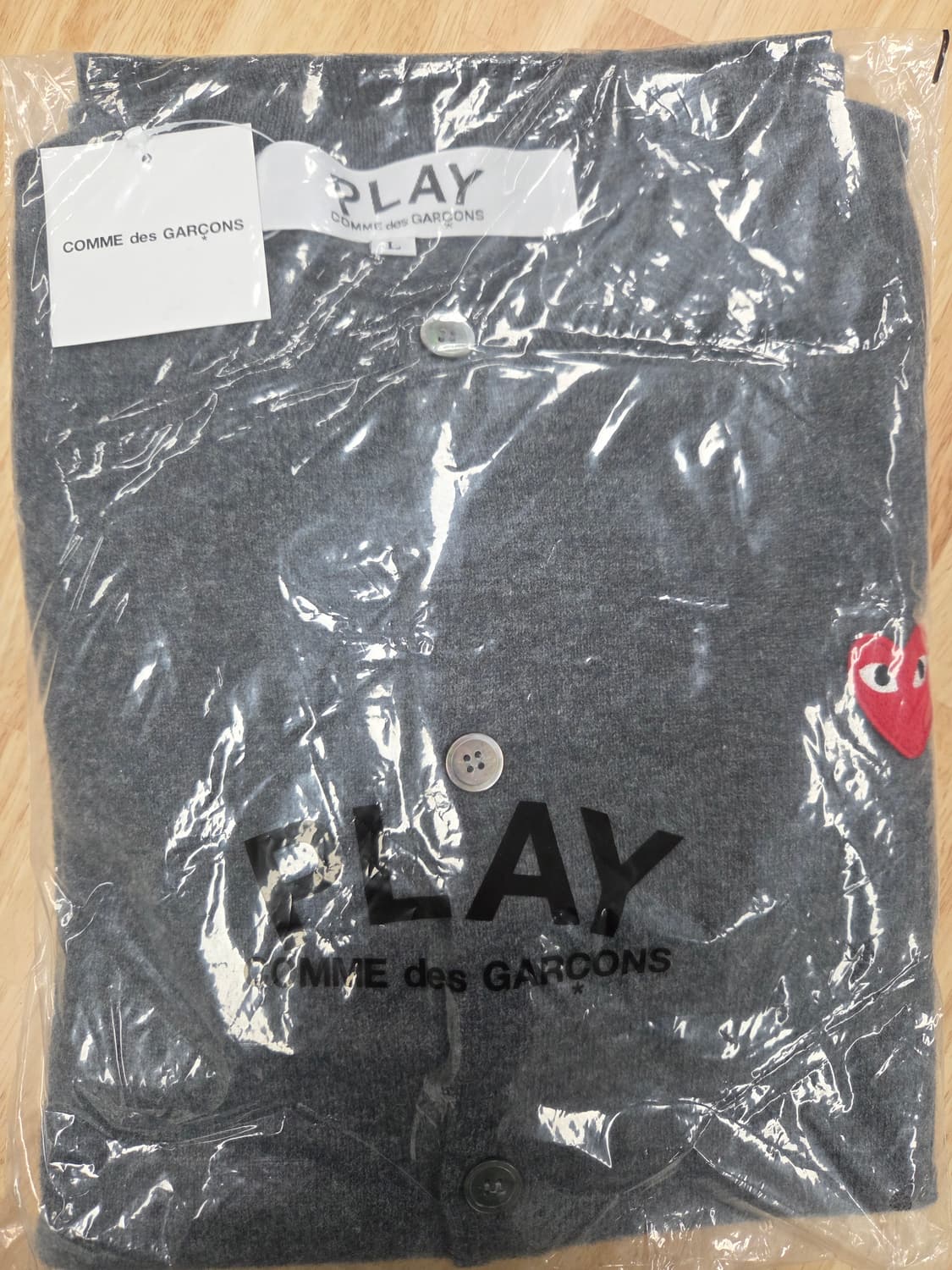 (새상품)꼼데가르송 그레이 레드와펜 가디건 2개 사이즈(S, L) 상품이미지2