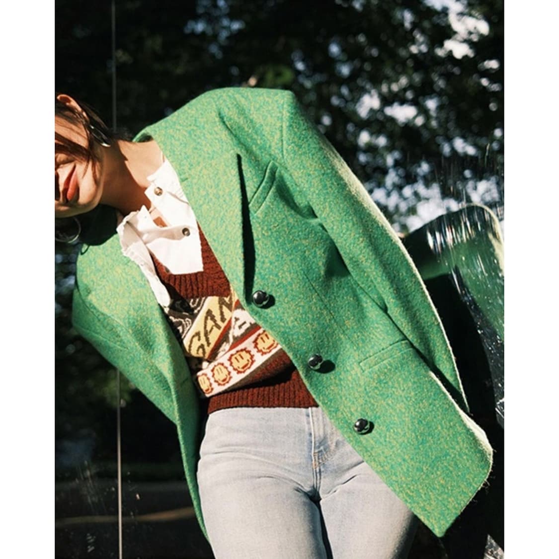 가니 스마일리 로고 자카드 울 베스트 상품이미지3