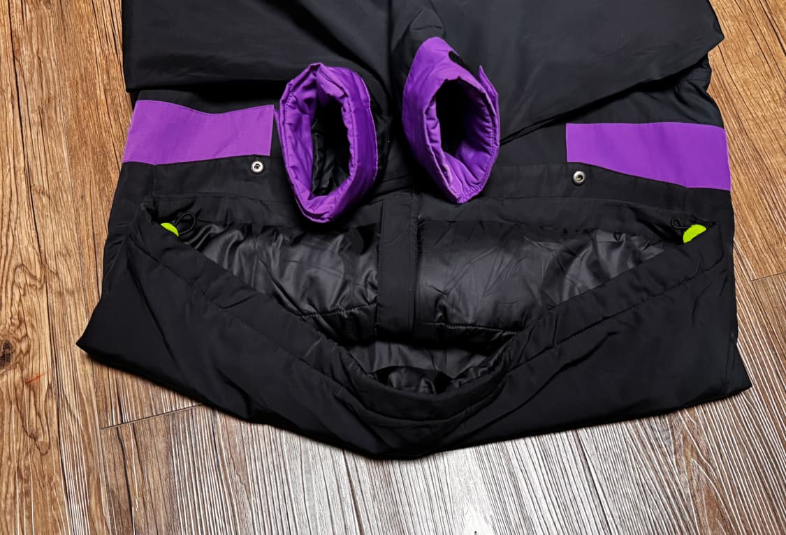 아디다스 일본판 블랙 퍼플 그린 패딩 후드 자켓 상품이미지4