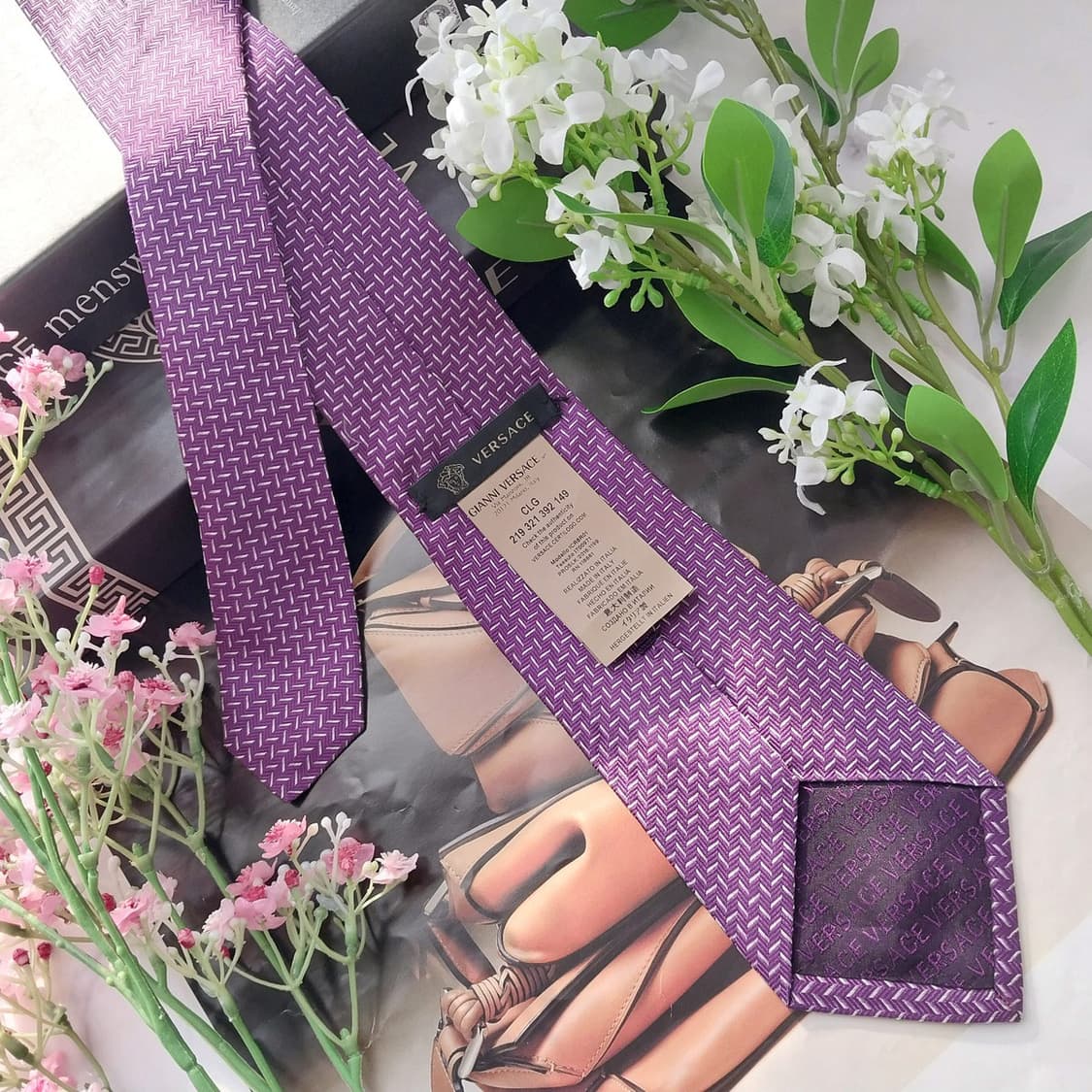 베르사체 실크 퍼플 자카드 넥타이 8.2cm A+등급 K1819
 상품이미지4