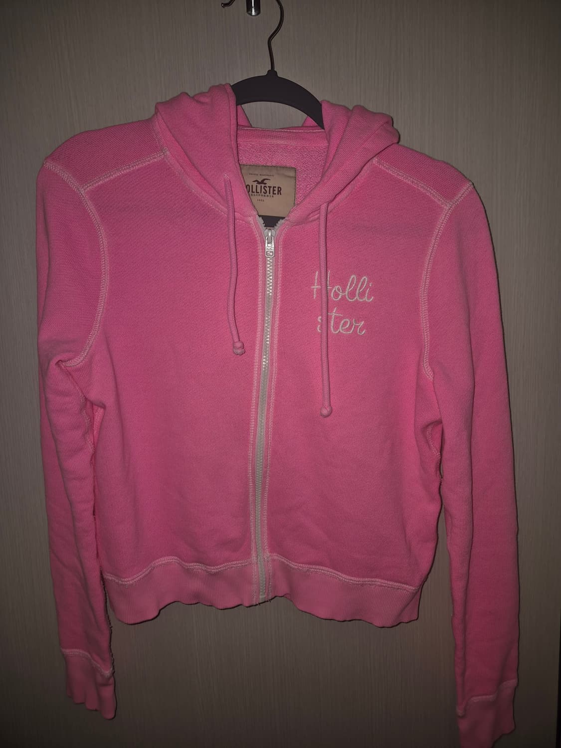유일매물] 홀리스터 핀터깔 핑크 세미크롭 후드집업 상품이미지3