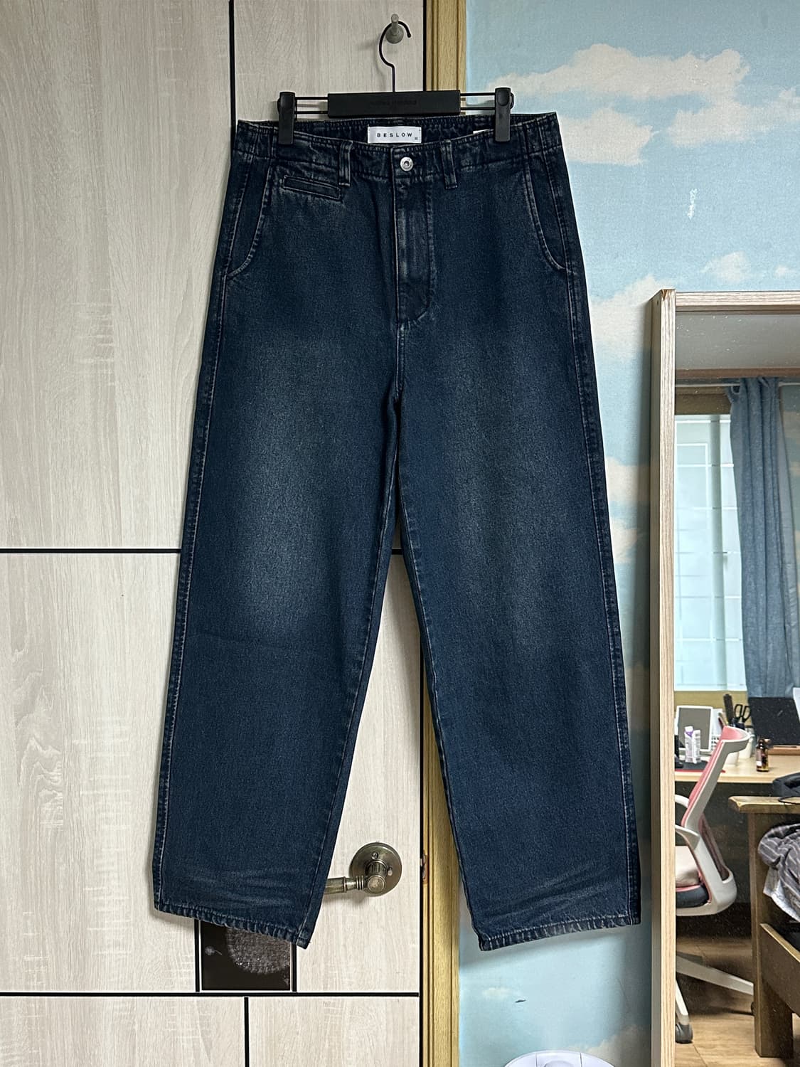 (32/새상품) 비슬로우 빈티지 워시드 데님 인디고 상품이미지2