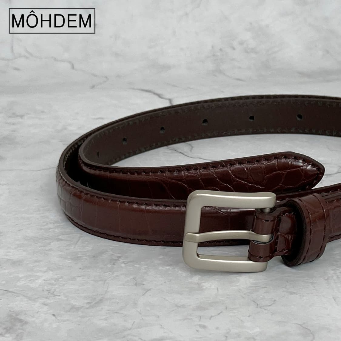 [Unisex] 크로커다일 이태리가죽 벨트 브라운 상품이미지3