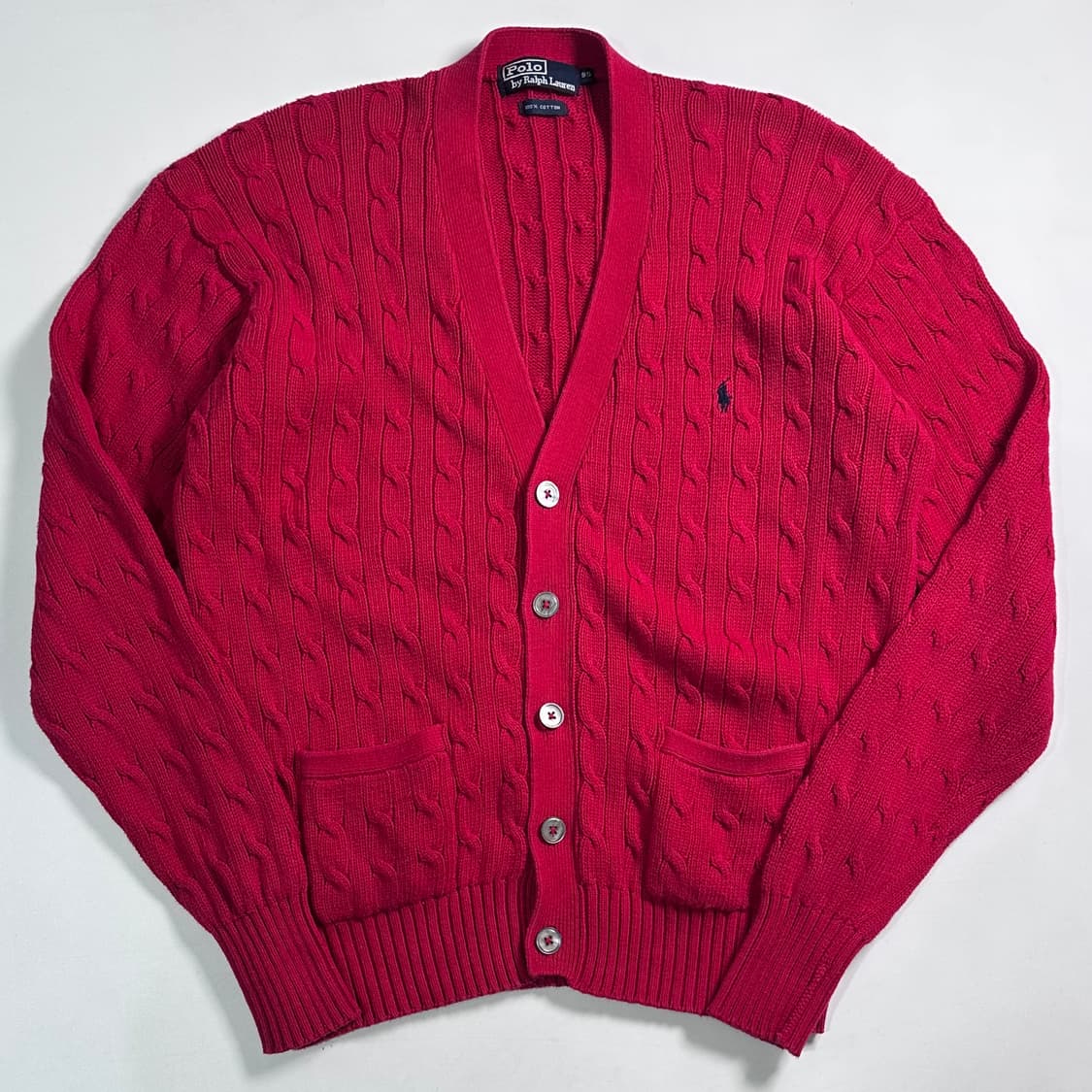 폴로 랄프로렌 레드 케이블 니트 가디건  상품이미지1