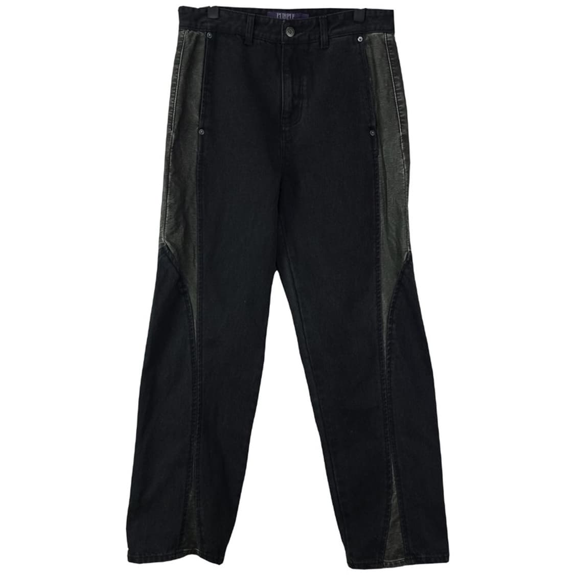 [비슬로우 퍼플] 레더 도킹 바이커 데님 팬츠 청바지 M17993 상품이미지2