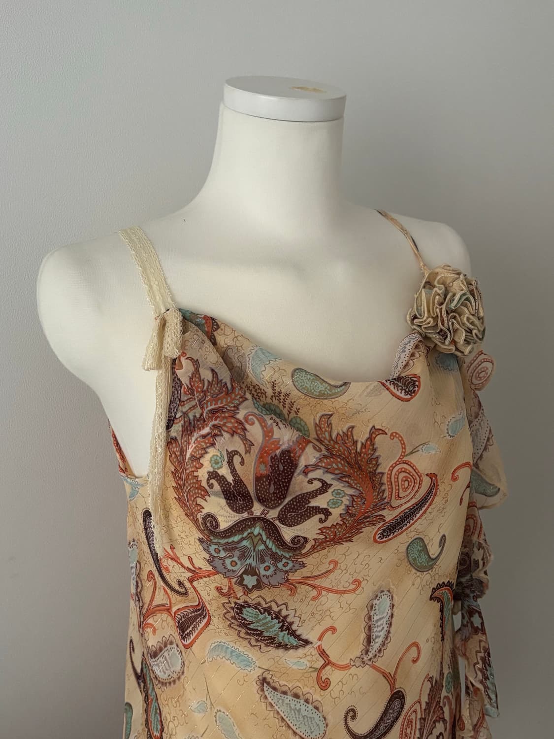 빈티지 오리엔탈 페이즐리 레이어드 플라워 슬리브리스 상품이미지4