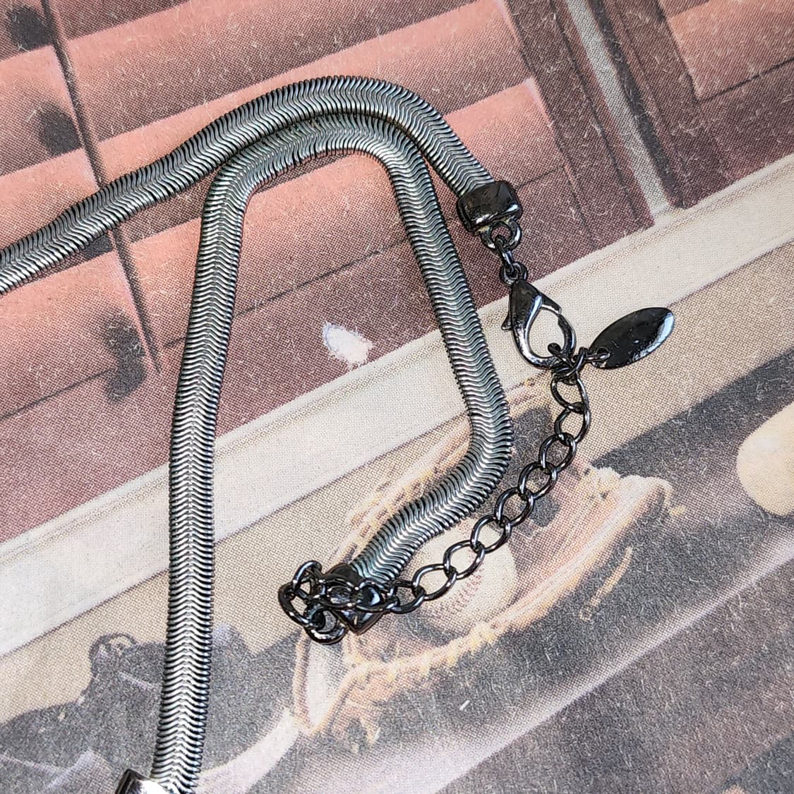 90s 프랑스 빈티지 쥬얼리 미드나잇 오션 딥 블루 크리스탈 엔틱 목걸이 상품이미지5