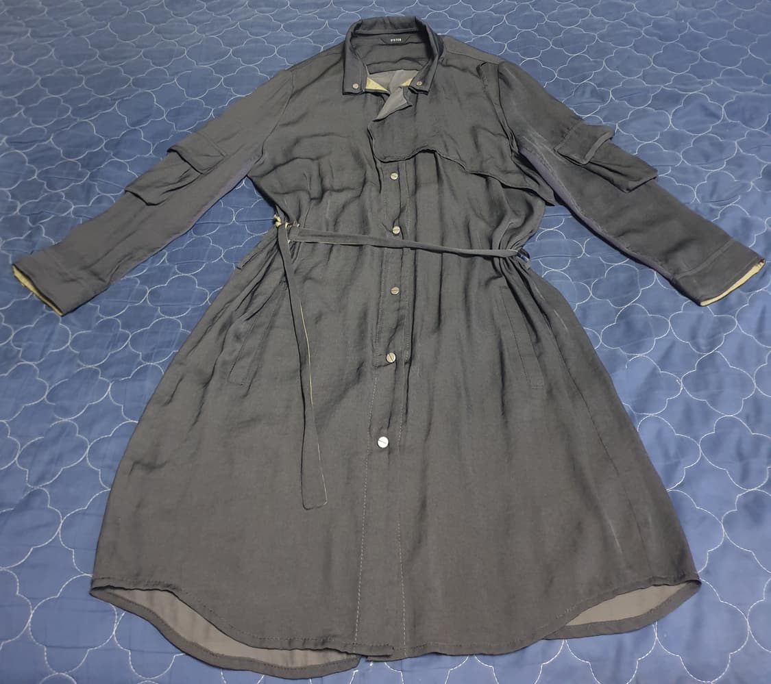 (단종매물) 한섬 시스템 SS시즌 벨티드 롱 블라우스 원피스 다크그레이 상품이미지1