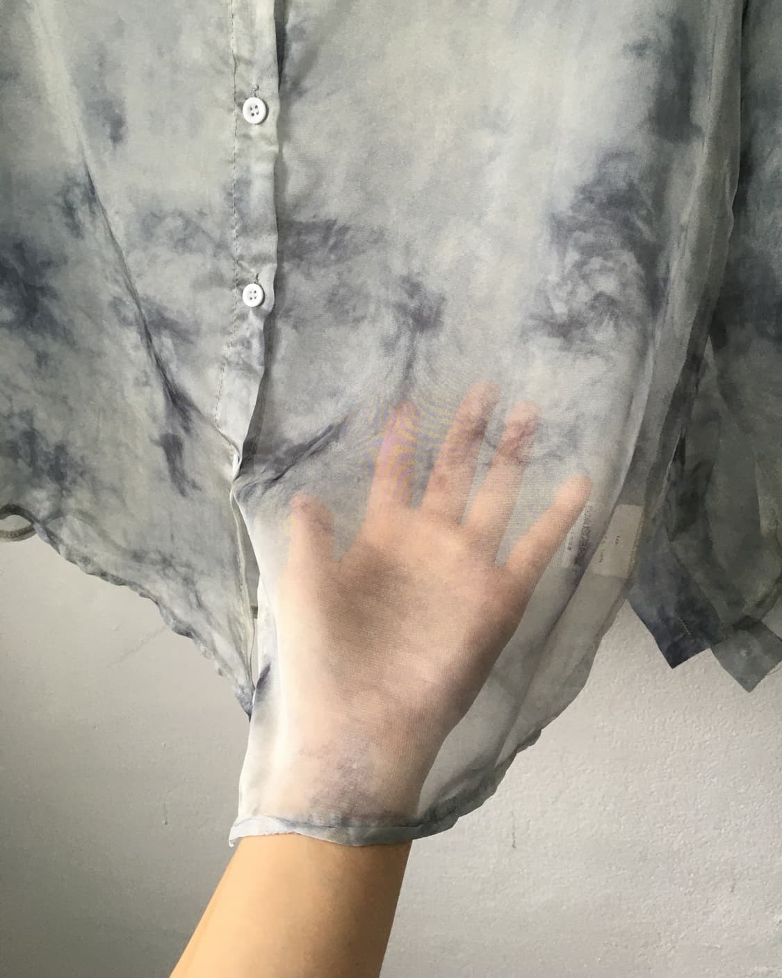 Dyed printing see through shirt 상품이미지4
