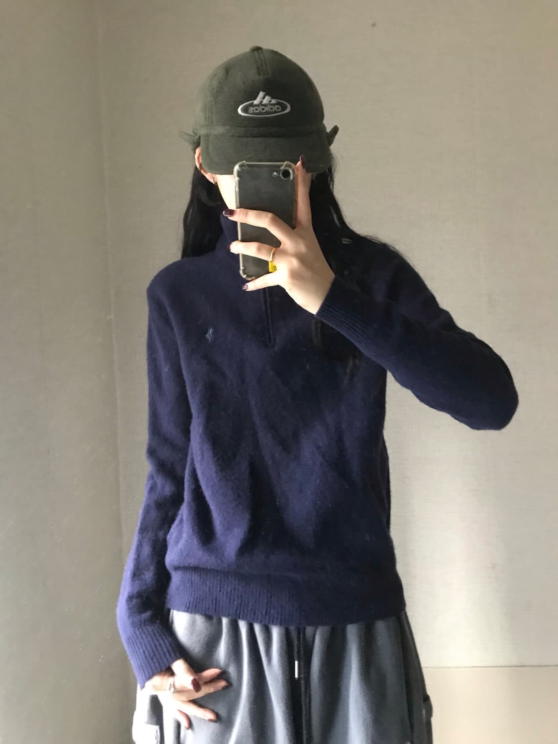 폴로 네이비 니트 반집업 상품이미지5