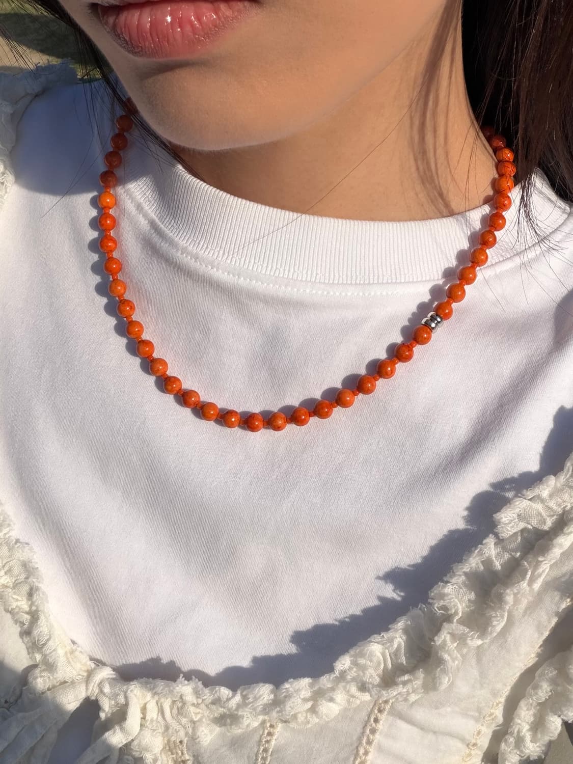 Summer Beaded Necklace - Tangerine 상품이미지3