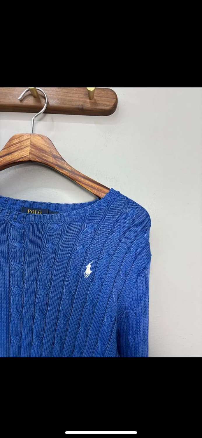 폴로 랄프로렌 로고 케이블 꽈배기 크루넥 블루 니트 H1586 상품이미지3