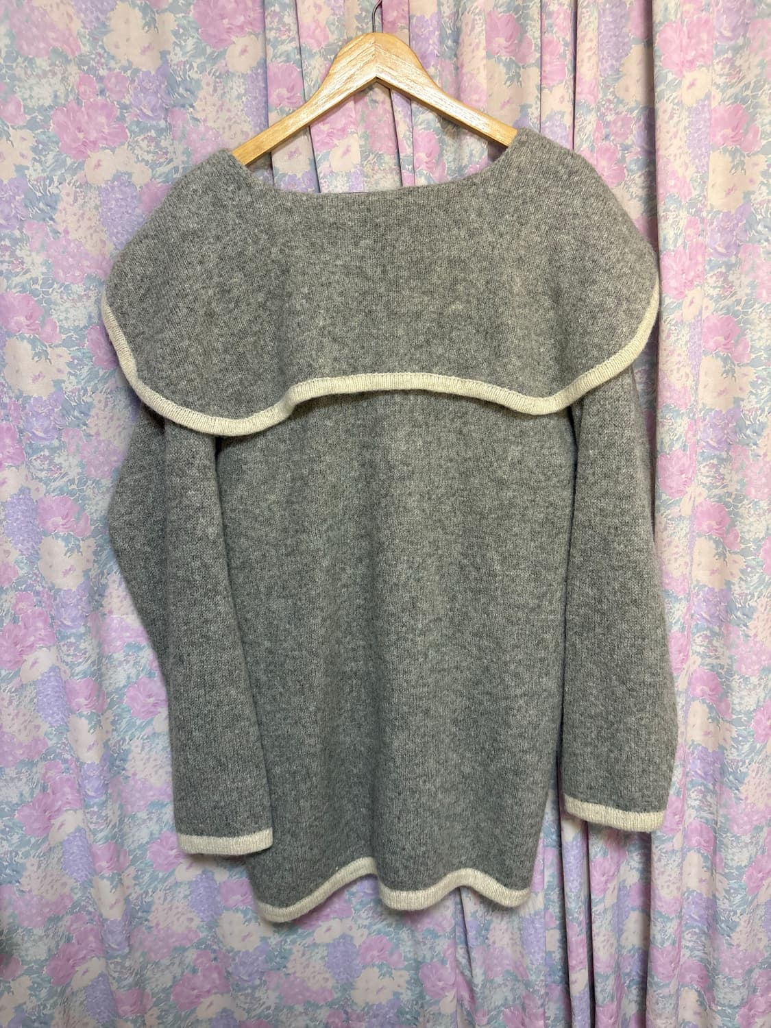 그레이 울 세일러 카라 가디건 상품이미지9