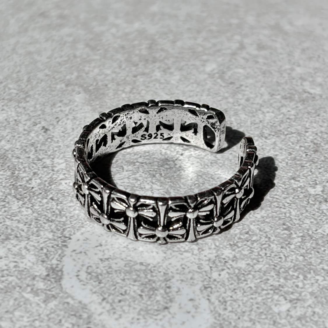 Oribell 크롬 크래쉬 크로스 925실버 오픈링 반지 상품이미지6