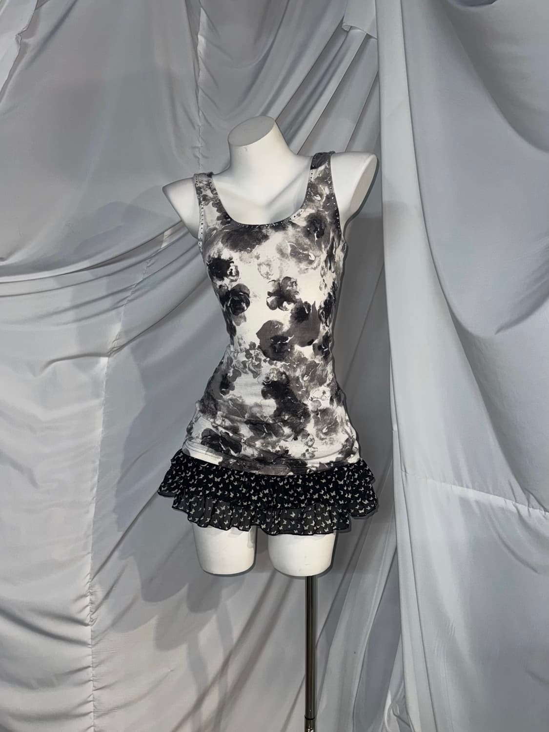 (5pcs) MKR엠케이알 데일리펑크 나비자수 오리엔탈 무채색 코디세트  상품이미지4