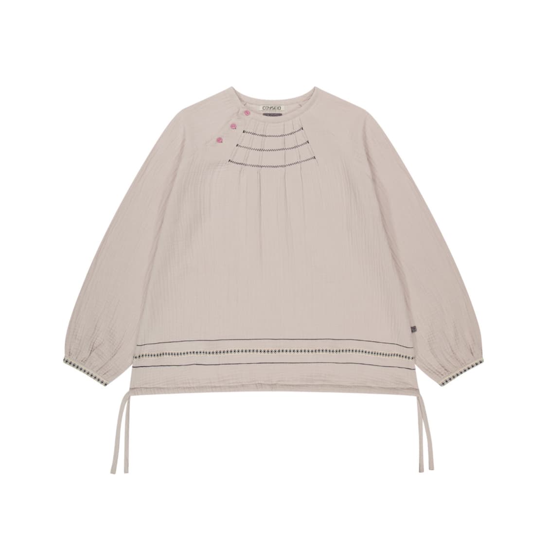 코이세이오 브라이스 지그재그 핀턱 블라우스 베이지 상품이미지1