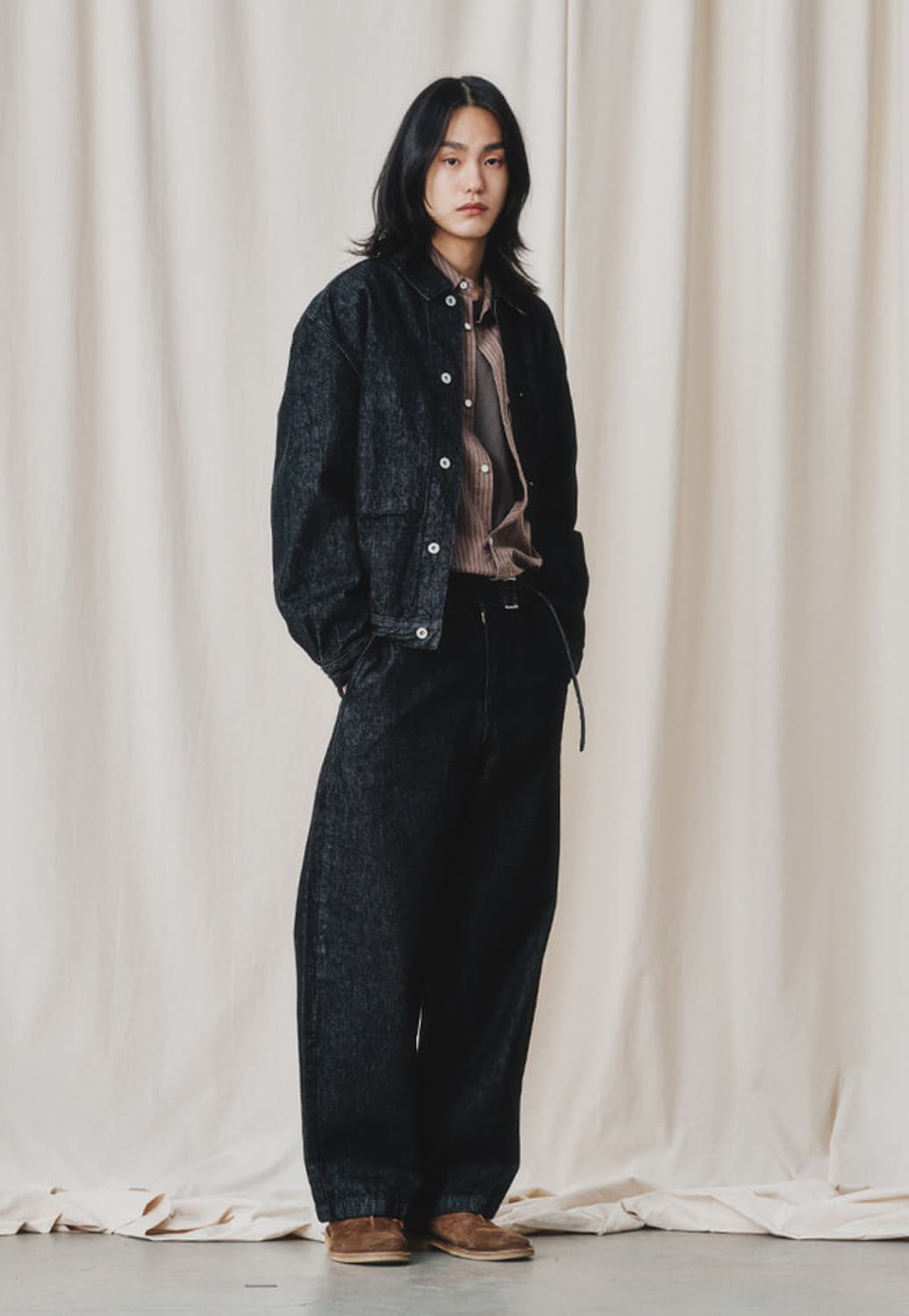 아트이프액츠 트러커 데님 자켓 워시드 블랙 L 상품이미지1