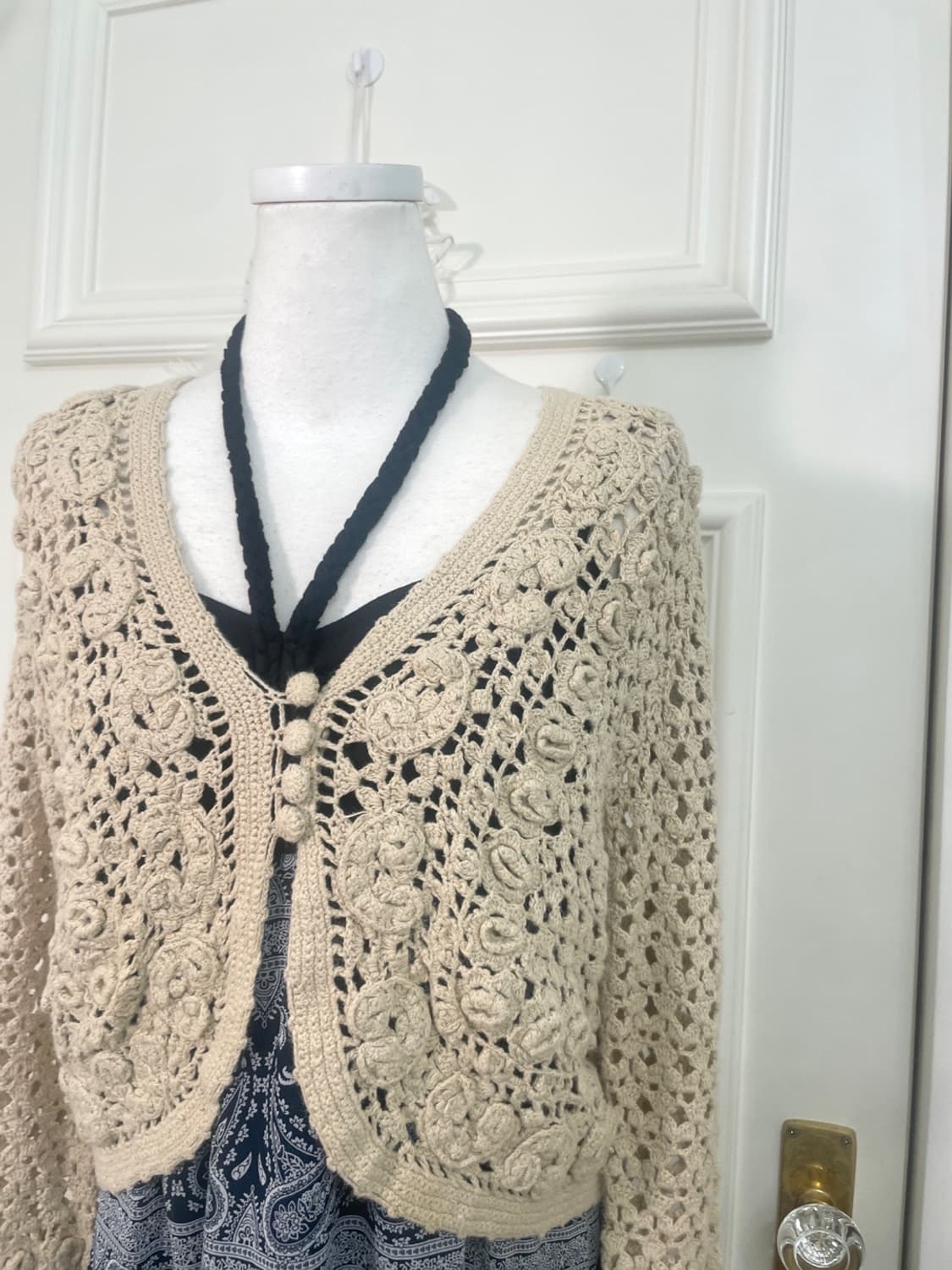 beige crochet bolero cardigan 상품이미지8