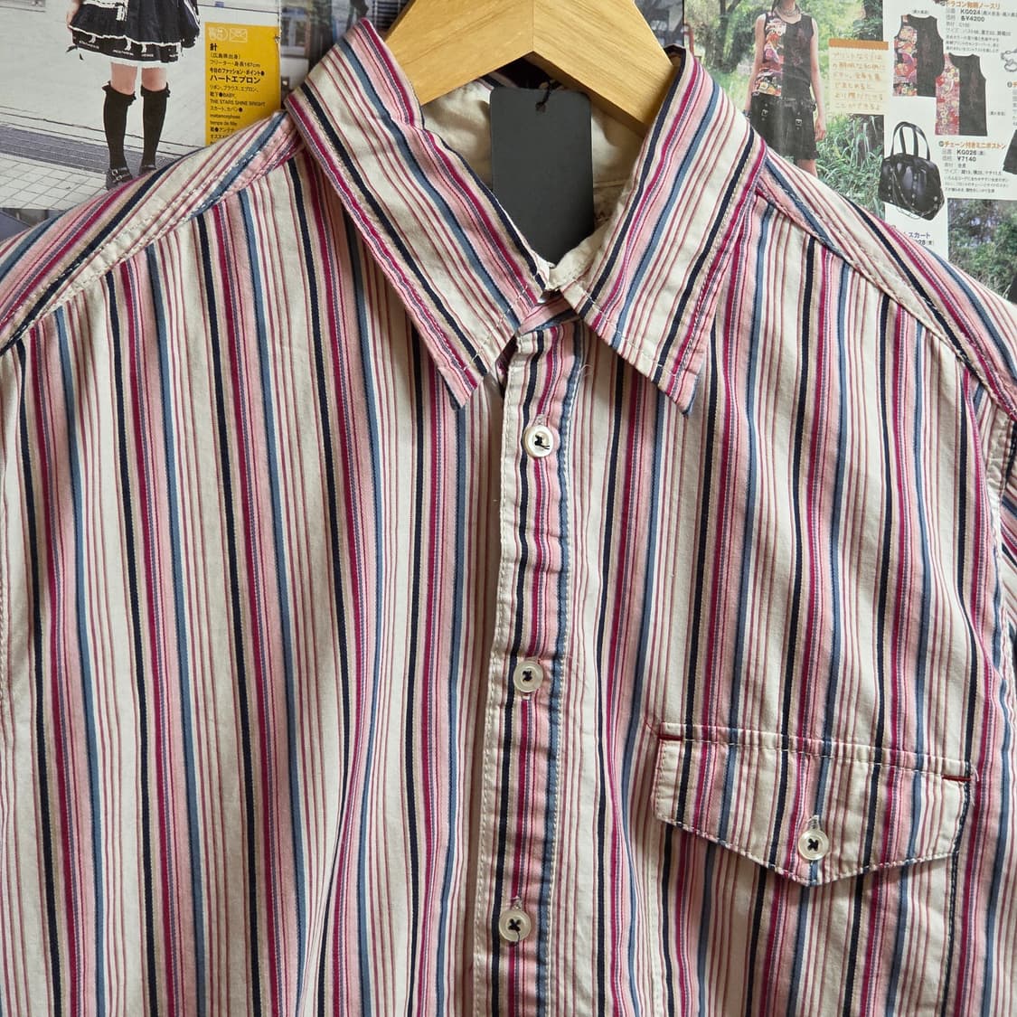 JPN 블루 핑크 스트라이프 셔츠 상품이미지3