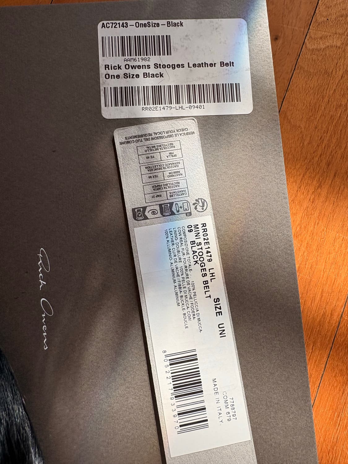 릭오웬스 미니 스투지스 블랙 송치 벨트 상품이미지2