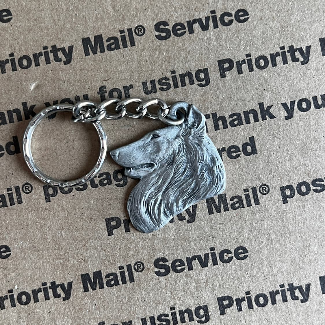 90s vtg Collie Dog Metal Keyring 상품이미지1