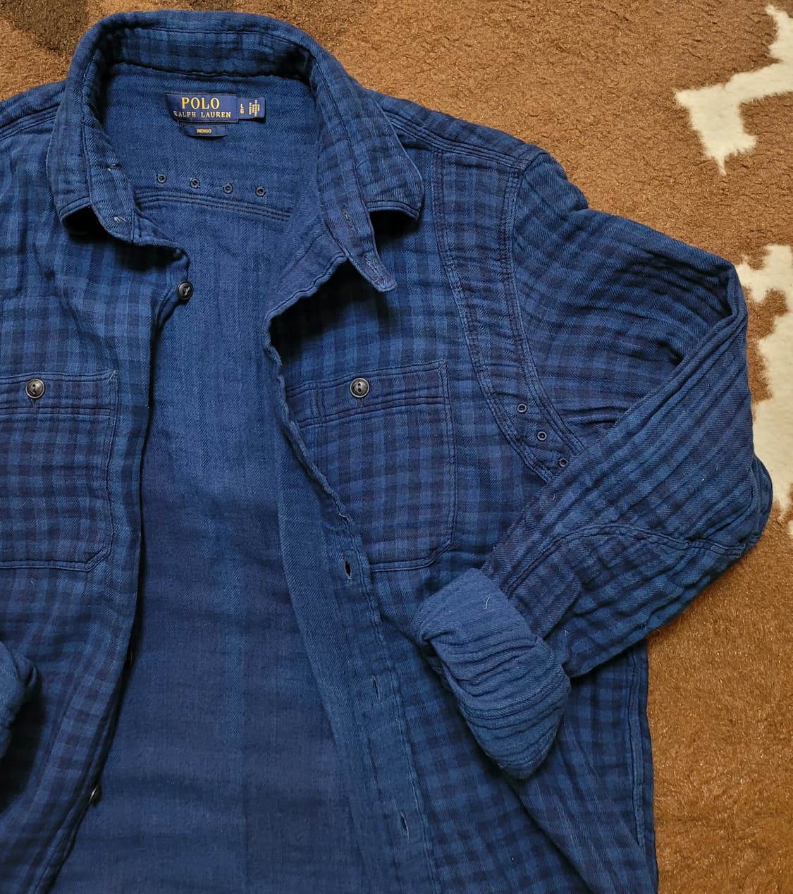 폴로 랄프로렌 남성용 인디고 체크 남방(L) 상품이미지2