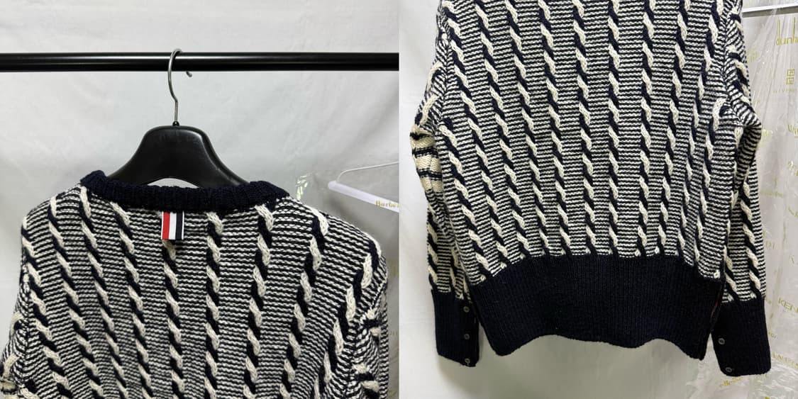 톰브라운 도네갈 바이컬러 트위스트 케이블 사선 풀오버 니트 상품이미지7