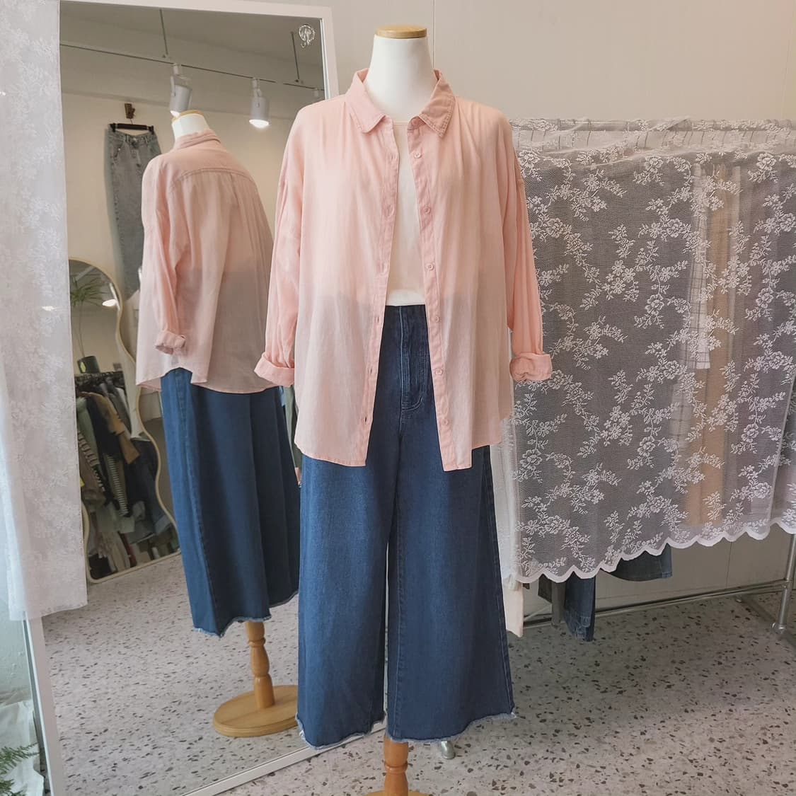 코랄핑크 순면 시어셔츠 상품이미지9