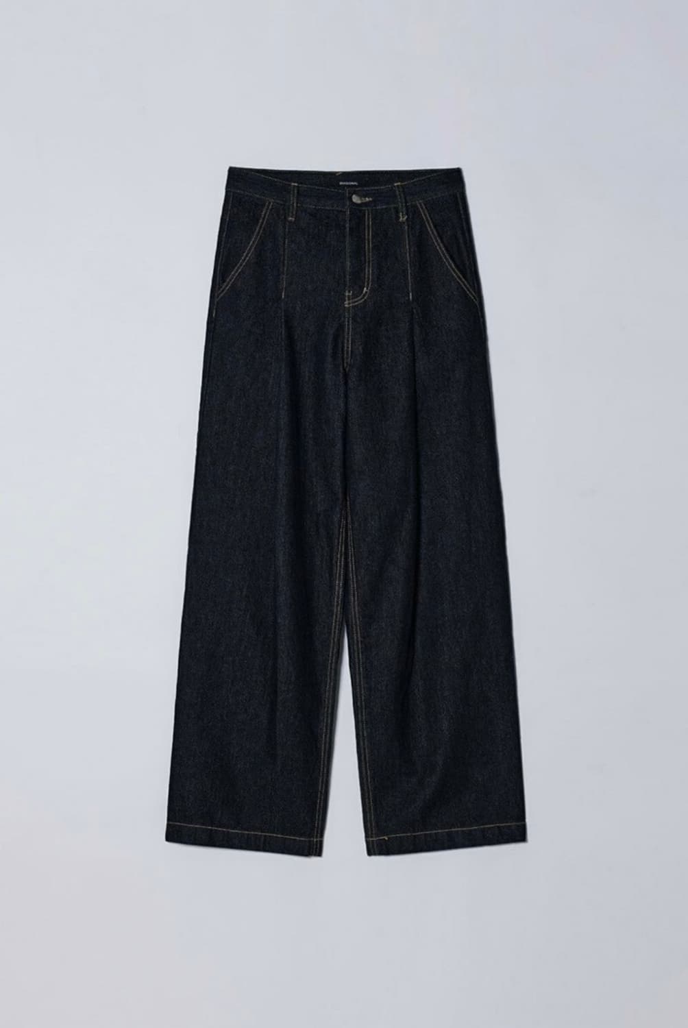 [s] 다이애그널 턱 와이드 데님 팬츠 네이비 [카라 허영지 착용] 상품이미지4