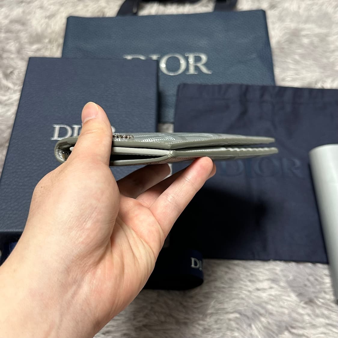 [풀구성] 디올 CD 다미아몬드 장지갑 그레이 상품이미지7