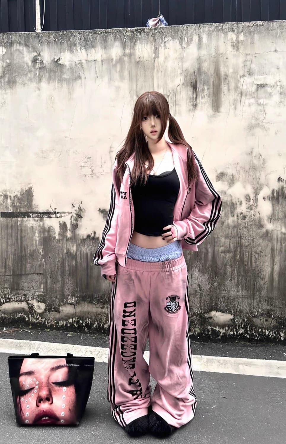 Pink Washed Zip Hoodie Two-Piece Set 상품이미지2