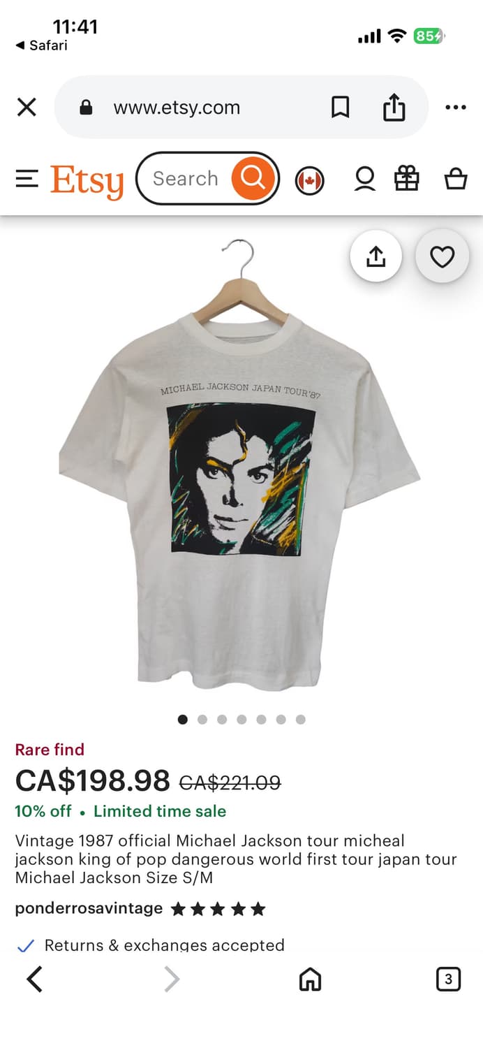 첫 재팬투어 빈티지 마이클잭슨 80s 1987 티셔츠 미사용품 싱글스티치 상품이미지6