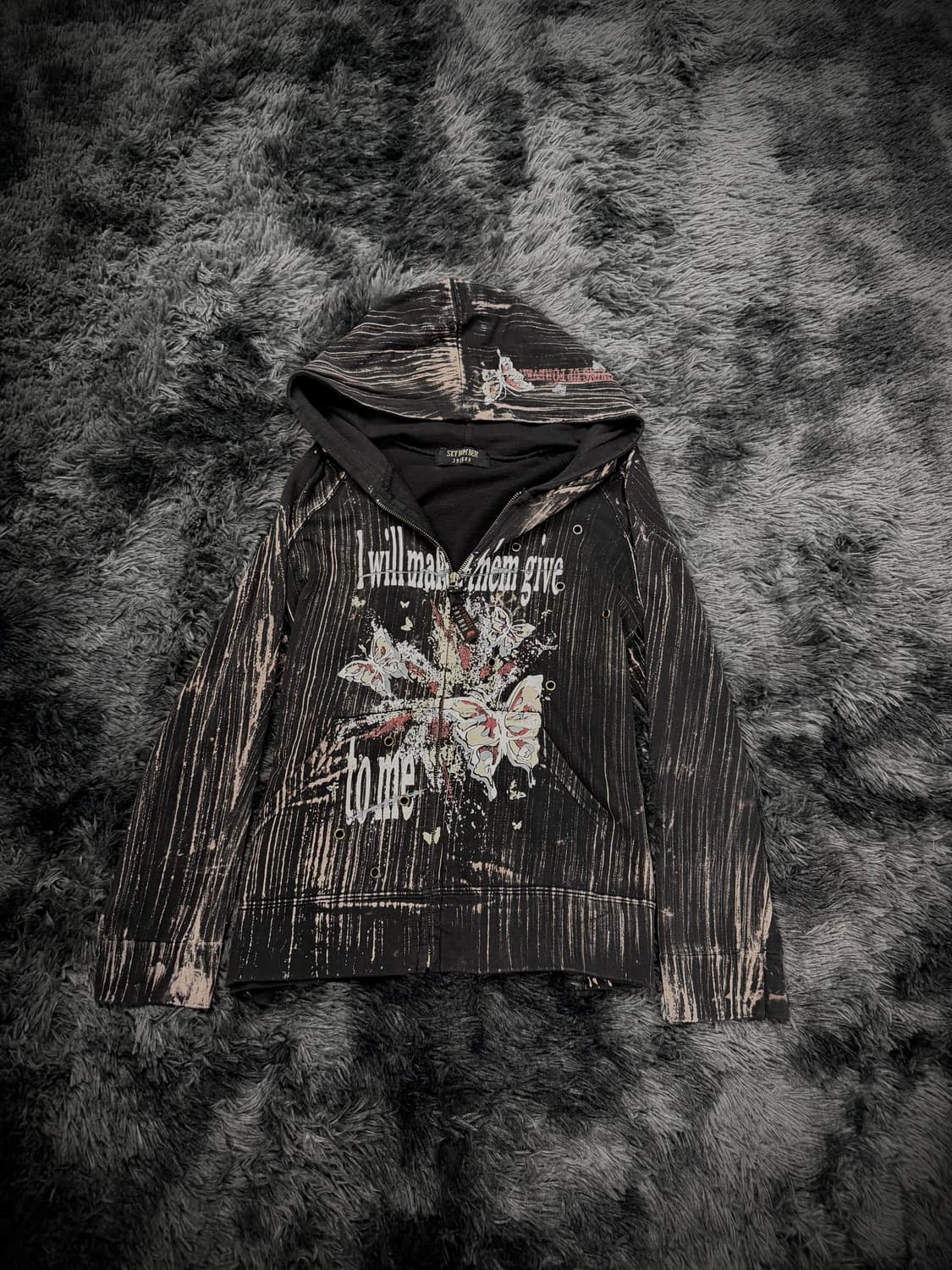 Sky bomber 브라운/블랙 시그니쳐 디자인 펑크 레터링 후드집업 상품이미지1