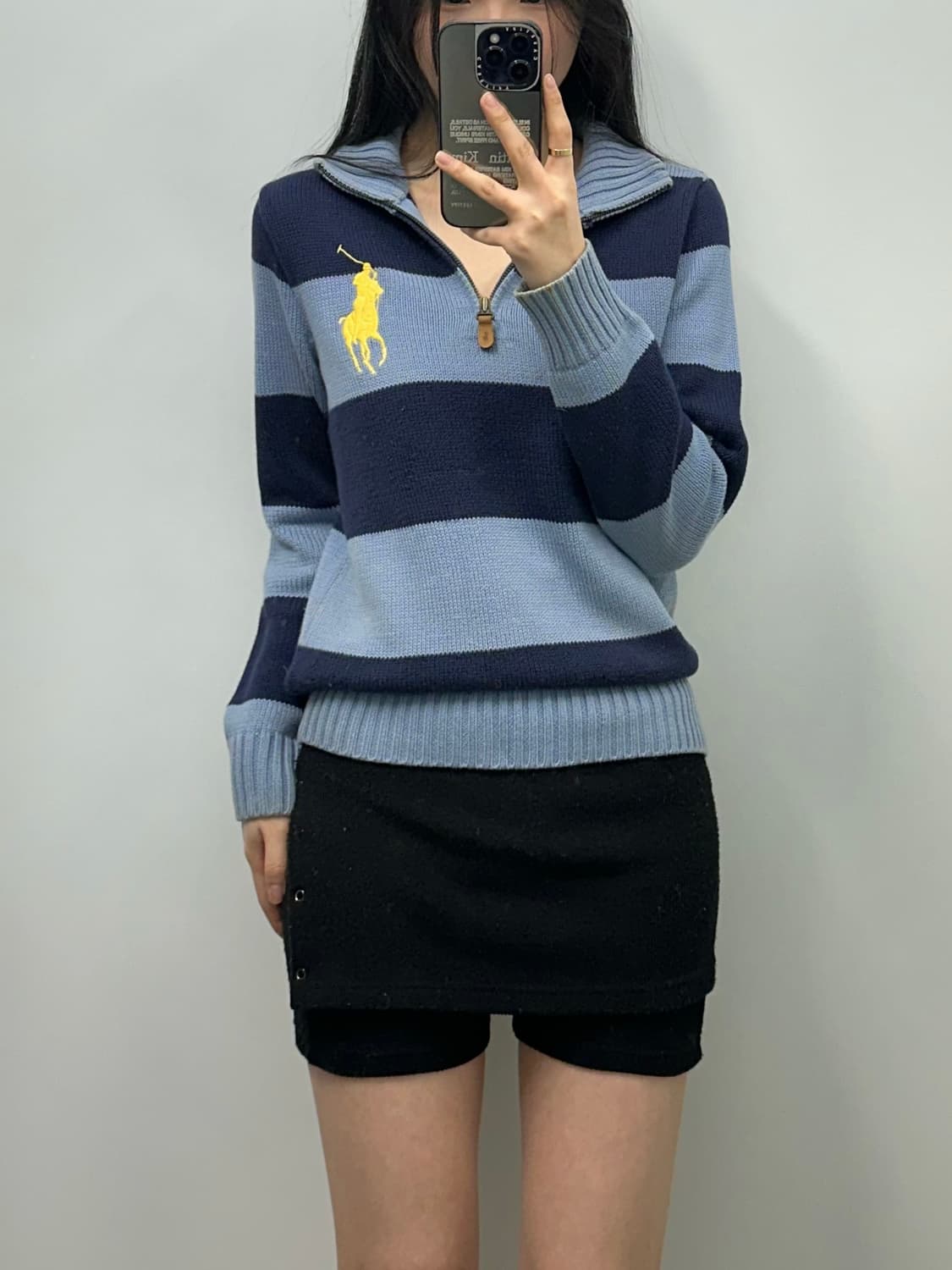 폴로 랄프로렌 빅포니 단가라 반집업 니트 상품이미지1