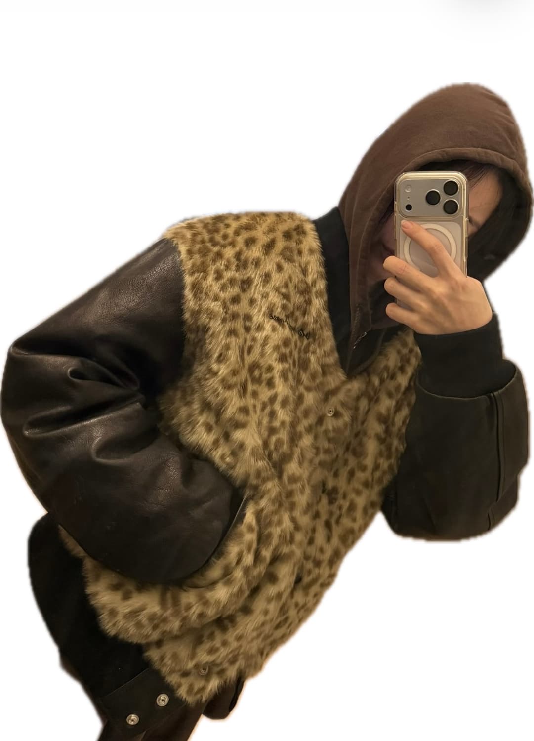 스탠드얼론 리얼양가죽+레오파드퍼자켓 상품이미지3