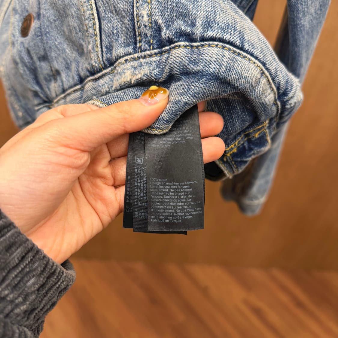 올세인츠 코튼 데님 자켓 셰르파 퍼 카라 디테일 레귤러핏 블루 상품이미지7