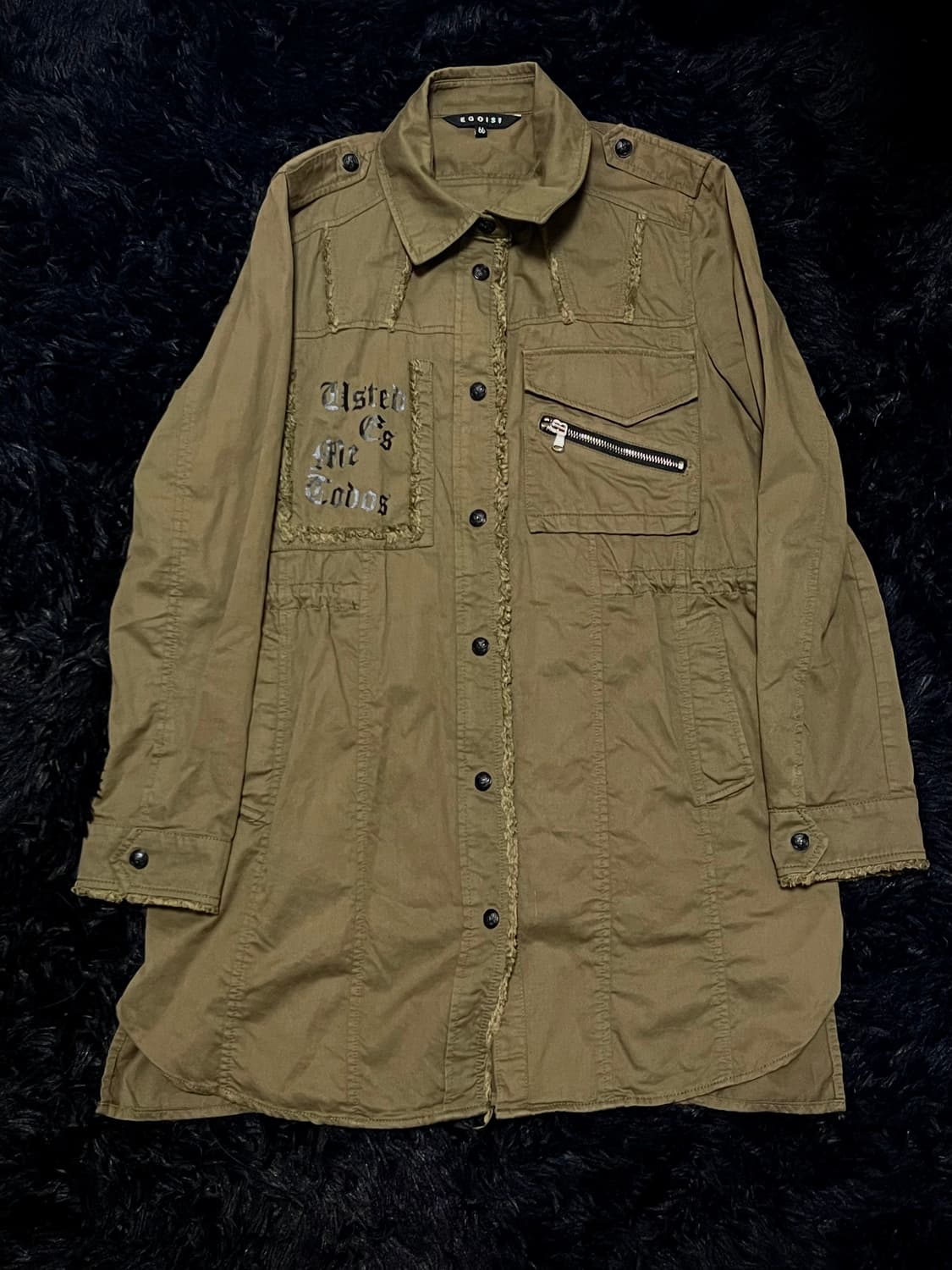 Egoist 레테링 카키 야상 상품이미지3