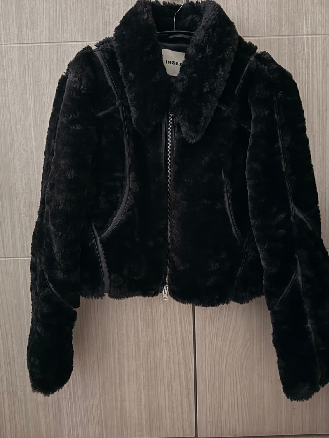 인사일런스우먼 에코 레더 바인딩 퍼 점퍼 블랙 s 상품이미지4