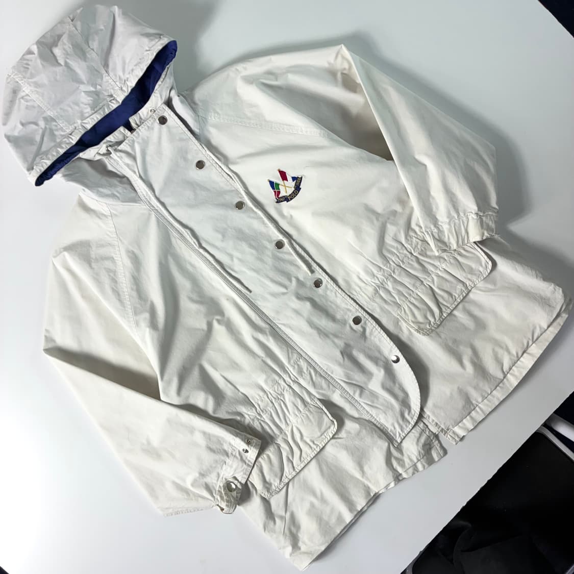 Polo  폴로 랄프로렌 90,s 코튼 크로스 플래그 화이트 후드자켓   상품이미지3