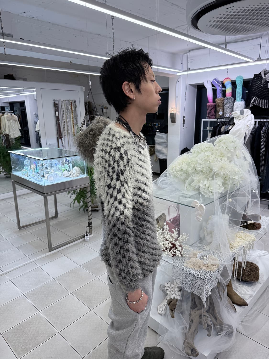 gradation check board fluffy sweater 상품이미지4