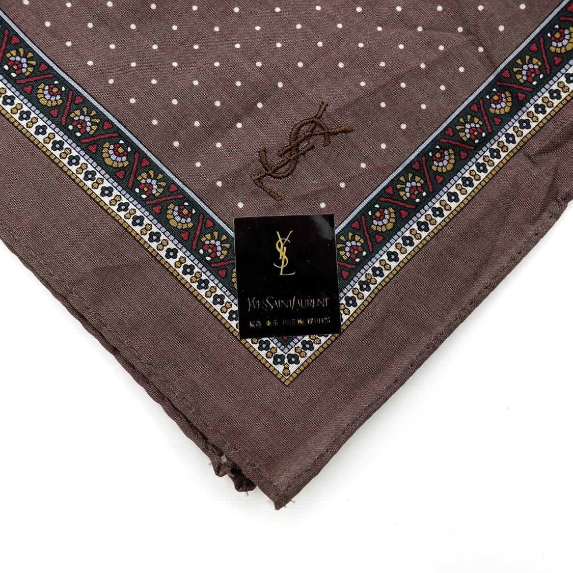 YSL 입생로랑 브라운 시크 도트패턴  쁘띠 스카프  상품이미지4