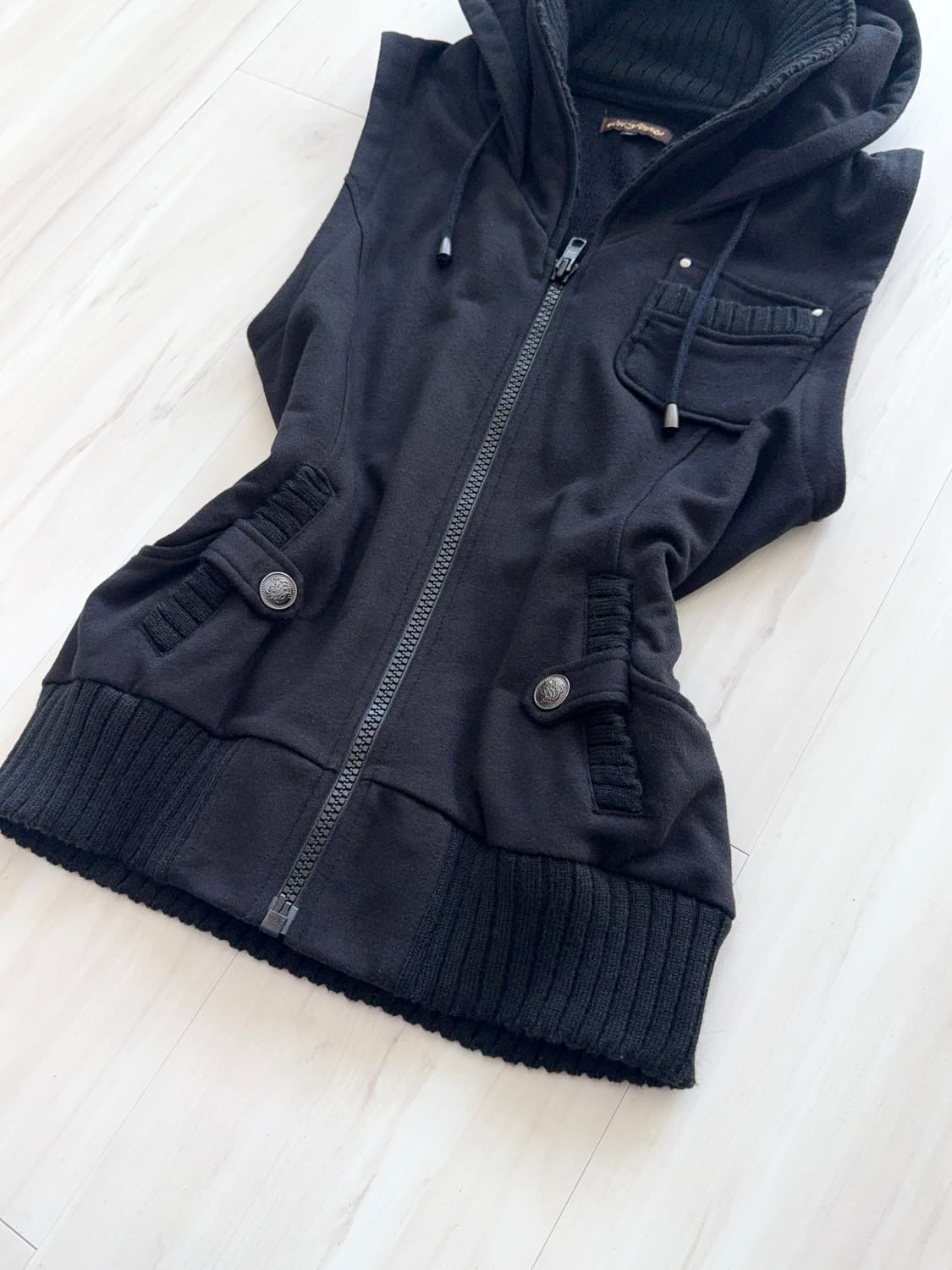 Black zip-up vest 상품이미지2