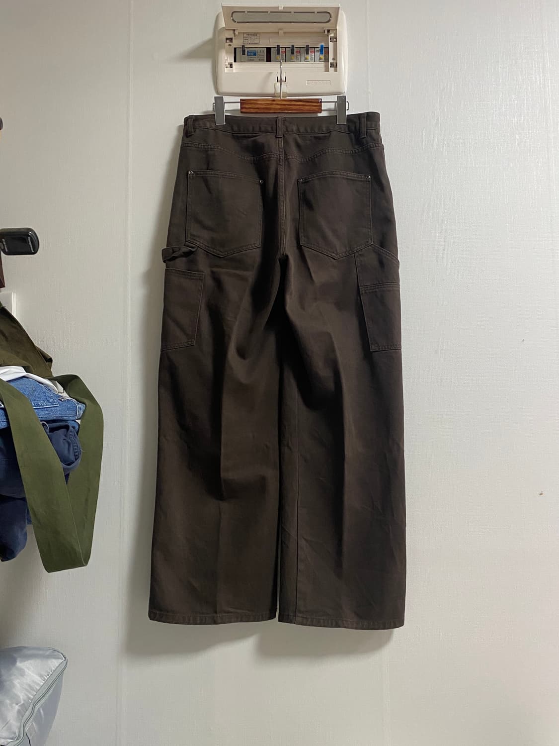 (34)빈티지 와이드핏 다크브라운 더블니 워크팬츠 상품이미지7