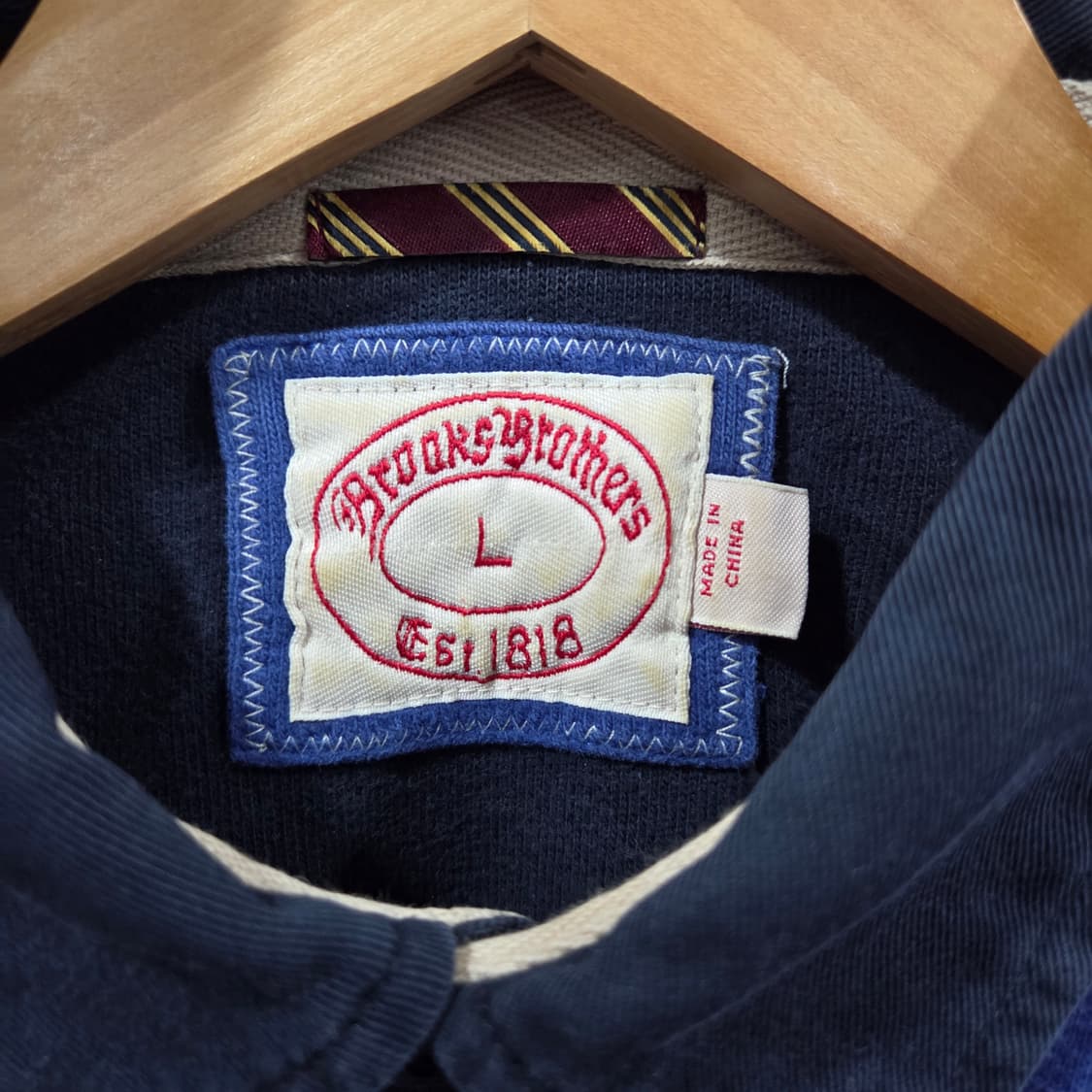 브룩스브라더스 스트라이프 코튼 카라 롱슬리브 L 상품이미지3