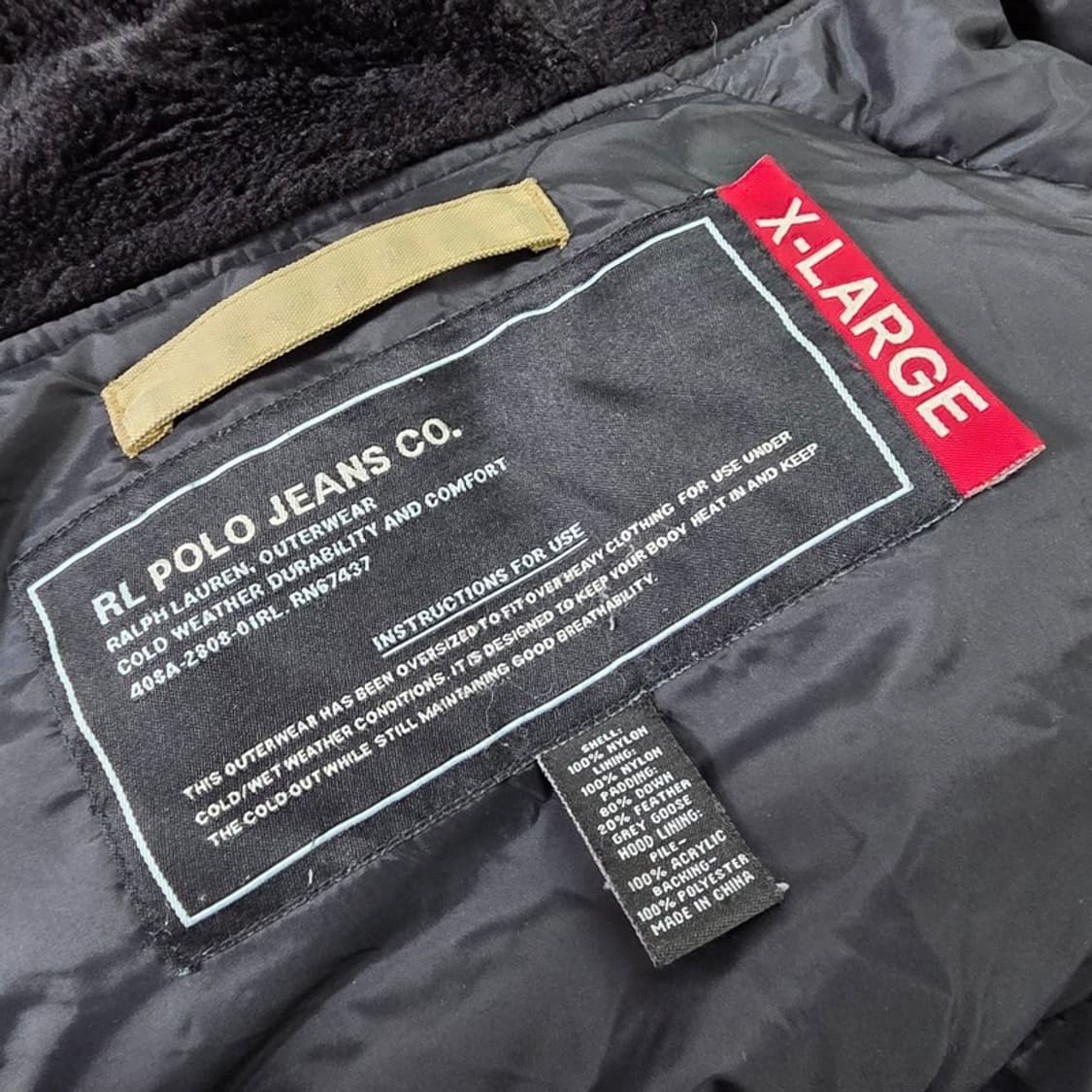 90s 폴로 진스 대장급 구스다운 파카 XL 상품이미지10