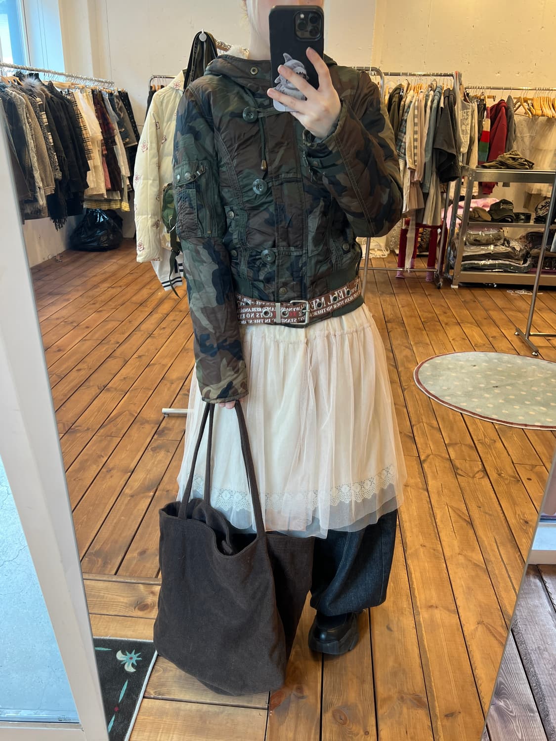 카키 카모 플리스 후드 자켓 상품이미지1