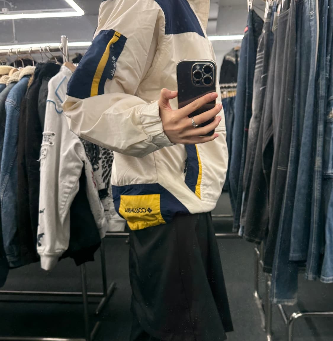 S)콜롬비아 고프코어 배색 하프집업 패딩 바람막이 상품이미지3