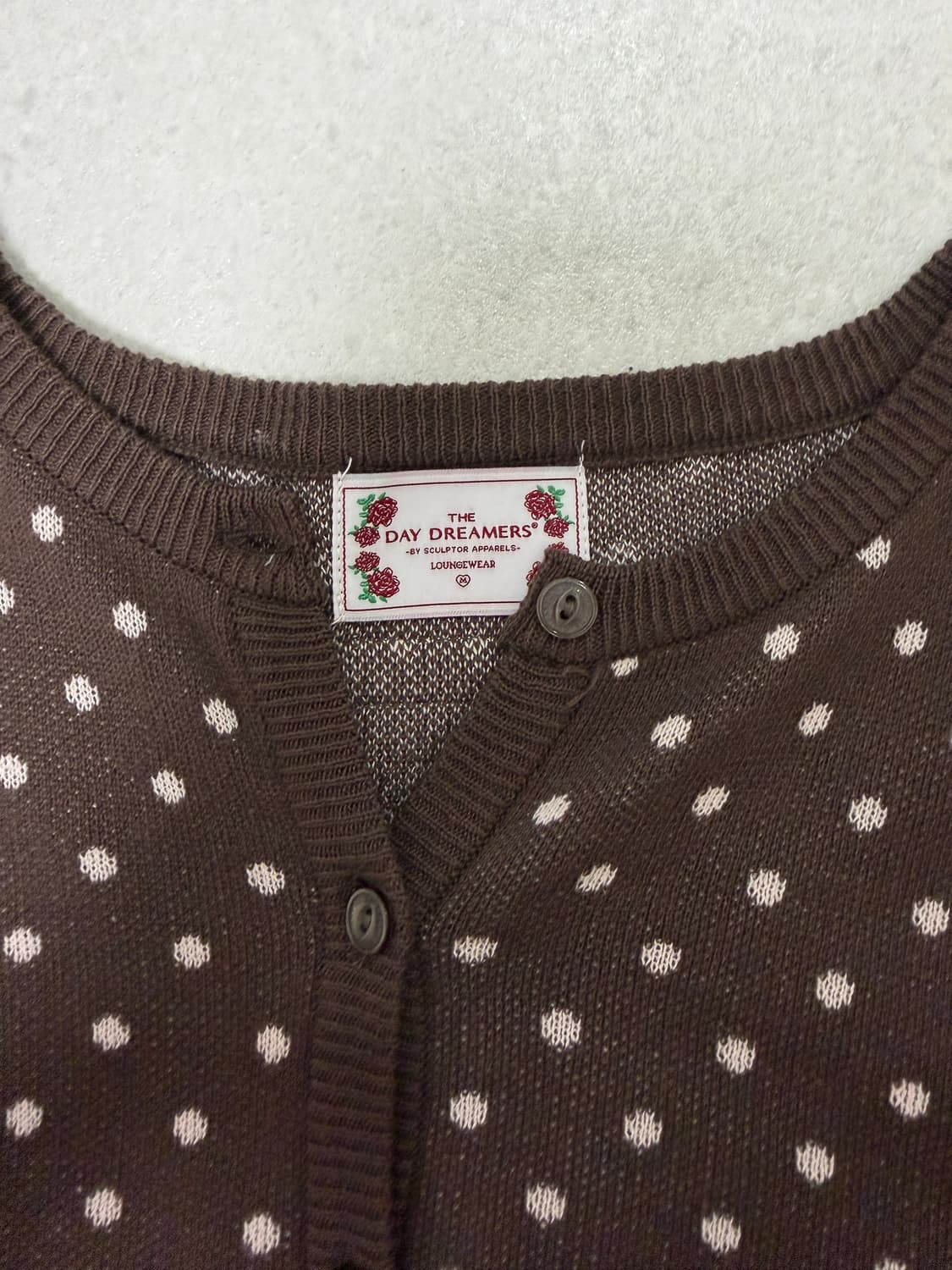 스컬프터 Polka Dot Cardigan Brown/Baby Pink 상품이미지4
