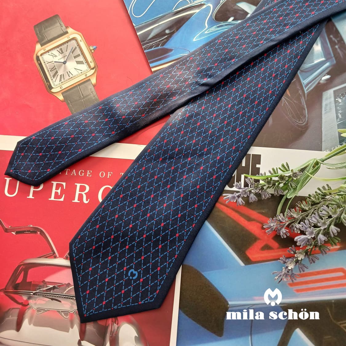 밀라숀 실크 네이비 아가일 패턴 넥타이 9.1cm A+등급 A18795
 상품이미지1