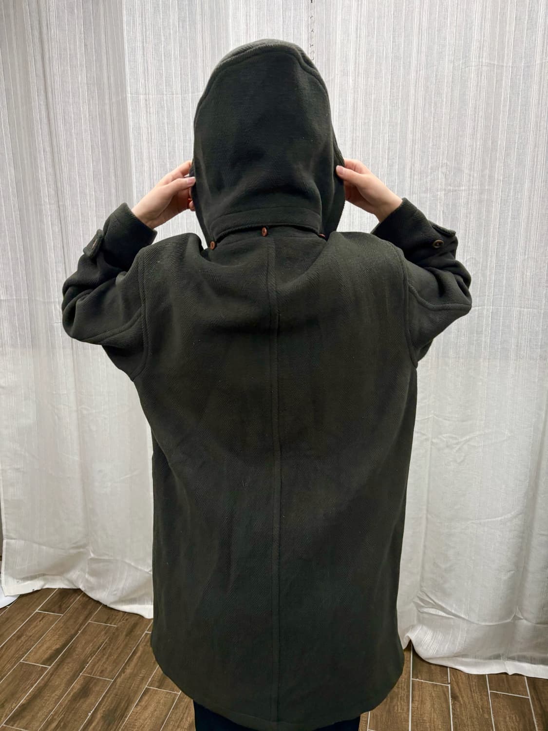 피에르가르뎅 카키 더블 브레스티드 후드 더플 코트 상품이미지3